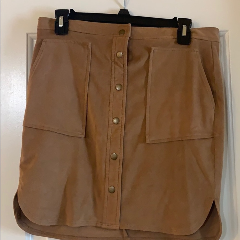 Camel Colored button front mini skirt